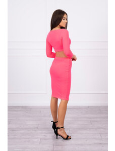 K-Fashion Souprava halenky a sukně růžová neonová