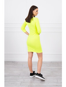 K-Fashion Přiléhavé šaty se žlutým neonovým výstřihem