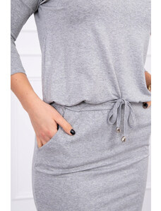 K-Fashion Viskózové šaty vázané v pase šedé