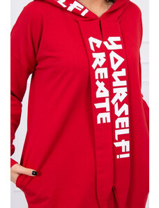K-Fashion Oversize červené šaty s kapucí