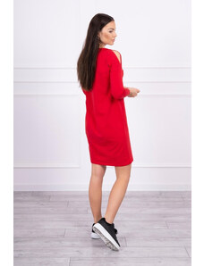 K-Fashion 3D grafické šaty s perlami červené