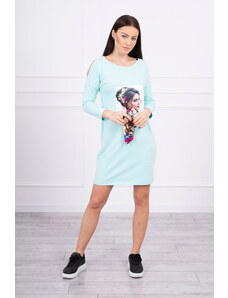 K-Fashion Šaty s grafikou a barevnou 3D mašlí mincovníku