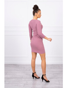 K-Fashion Šaty s ozdobnými knoflíky tmavě růžové