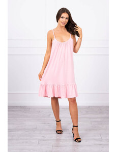 K-Fashion Šaty s tenkým páskem, pudrově růžové