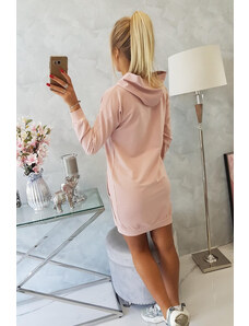 K-Fashion Šaty s kapucí tmavě pudrově růžové