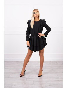 K-Fashion Šaty se svislými volány černé