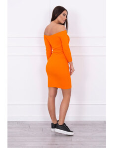 K-Fashion Pruhované vypasované šaty v oranžové barvě