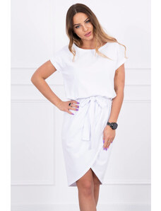 K-Fashion Šaty s obálkou dole bílé