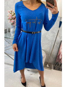 K-Fashion Šaty s ozdobným páskem a nápisem cornflower blue