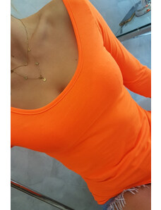 K-Fashion Halenka s kulatým výstřihem oranžová neonová