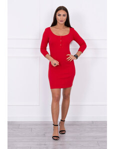 K-Fashion Šaty s knoflíkovým výstřihem červené