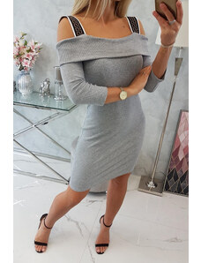 K-Fashion Šaty se širokými ramínky šedé