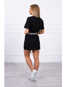 K-Fashion Šaty s ozdobným páskem černé
