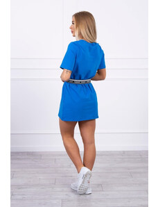 K-Fashion Šaty s ozdobným pruhem chrpově modré barvy