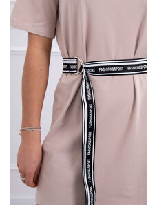 K-Fashion Šaty s ozdobným páskem béžové