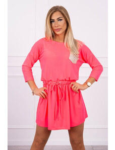K-Fashion Flitrové kapesní šaty růžové neonové