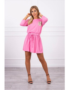 K-Fashion Šaty s flitrovou kapsou světle růžové