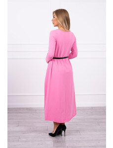 K-Fashion Šaty s ozdobným páskem a nápisem light pink