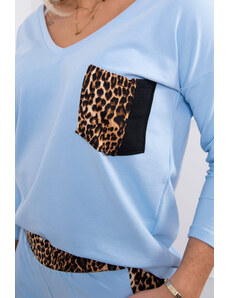 K-Fashion Sada s leopardím potiskem modré barvy