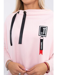 K-Fashion Oversize mikina s asymetrickými boky pudrově růžová