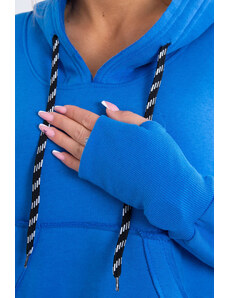 K-Fashion Zateplená mikina s delšími zády a kapucí chrpově modrá