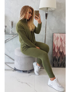 K-Fashion Dvoudílný svetrový set z alpaky v barvě khaki