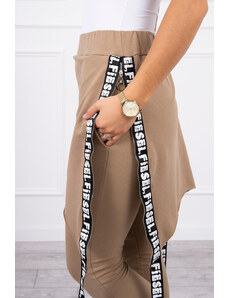K-Fashion Kalhoty/oblek s nápisem selfie camel