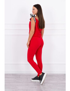 K-Fashion Kalhoty/oblek s nápisem selfie red