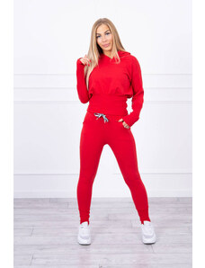 K-Fashion Komplet z szerokimi ściągaczami czerwony