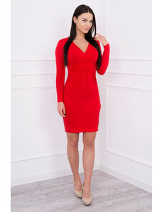 K-Fashion Přiléhavé šaty s výřezem pod prsy červené barvy