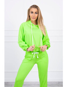 K-Fashion Souprava mikiny s kapucí neonově zelená