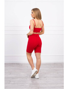 K-Fashion Souprava s kalhotami s vysokým pasem červená
