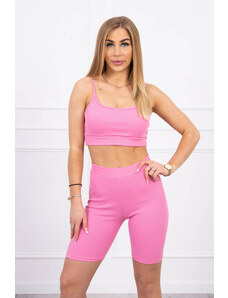 K-Fashion Souprava s kalhotami s vysokým pasem světle růžová