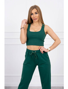 K-Fashion Zelená souprava top+kalhoty