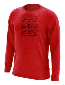 Suspect Animal Chlapecké funkční tričko EMOJI dlouhý rukáv Bamboo Ultra CLASSIC - Červená/černá / 120