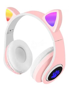 Bezdrátová sluchátka s kočičíma ušima - B39M, růžová
