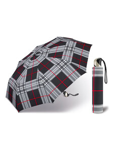 Happy Rain Checks Black dámský skládací károvaný plně automatický deštník