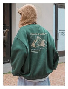 Know Women's Green Arid Mountain Printed Oversize Sweatshirt