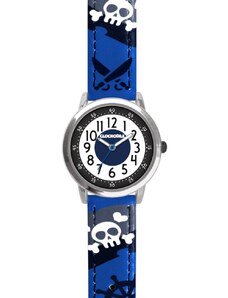 CLOCKODILE Svítící dětské modré chlapecké hodinky PIRÁTI CWB0060