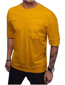 Hořčicové pánské tričko s náprsní kapsou