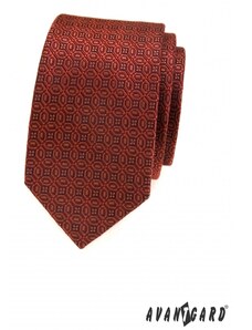 Skořicově hnědá slim kravata se vzorem Avantgard 571-22274
