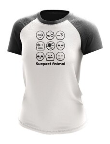 Suspect Animal Dívčí funkční tričko EMOJI raglán krátký rukáv Bamboo Ultra CLASSIC - Bílá/černá / 130
