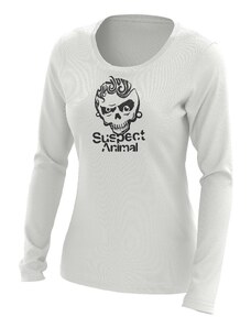 Suspect Animal Dívčí funkční tričko BART dlouhý rukáv Bamboo Ultra CLASSIC - Bílá/černá / 150