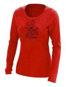 Suspect Animal Dívčí funkční tričko CRAZY dlouhý rukáv Bamboo Ultra CLASSIC - Červená/černá / 150