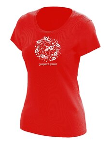 Suspect Animal Dívčí funkční tričko SKELETON krátký rukáv Bamboo Ultra CLASSIC - Červená/bílá / 150