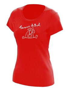 Suspect Animal Dívčí funkční tričko HAPPY DOG krátký rukáv Bamboo Ultra CLASSIC - Červená/bílá / 150