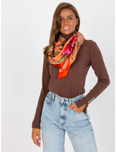 Fashionhunters Oranžový bavlněný šátek s potiskem