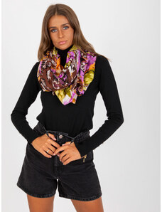 Fashionhunters Hnědofialový bavlněný šátek se vzorem