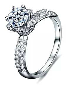 Royal Fashion stříbrný prsten HA-XJZ012-SILVER-MOISSANITE-ZIRCON