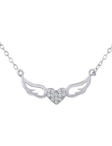 Silvego Stříbrný náhrdelník okřídlené srdce Miley s Brilliance Zirconia JJJ0182N